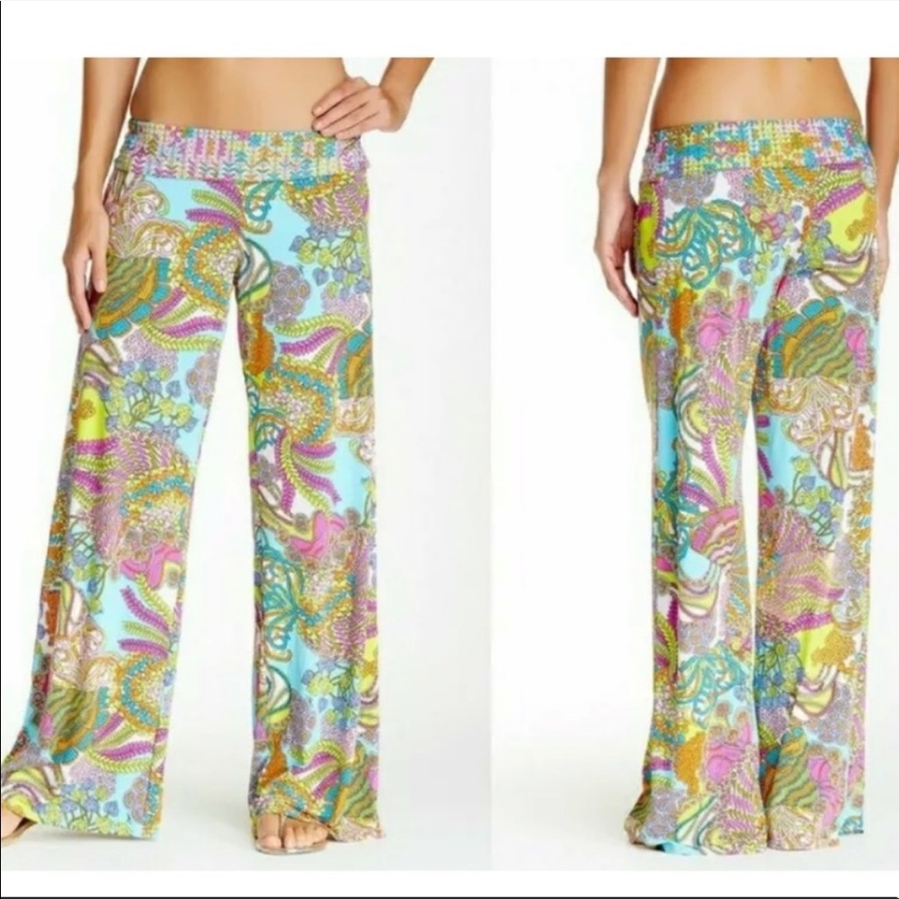 Trina Turk “Coral Reef” Swim Cover-Up Wide Leg Pants